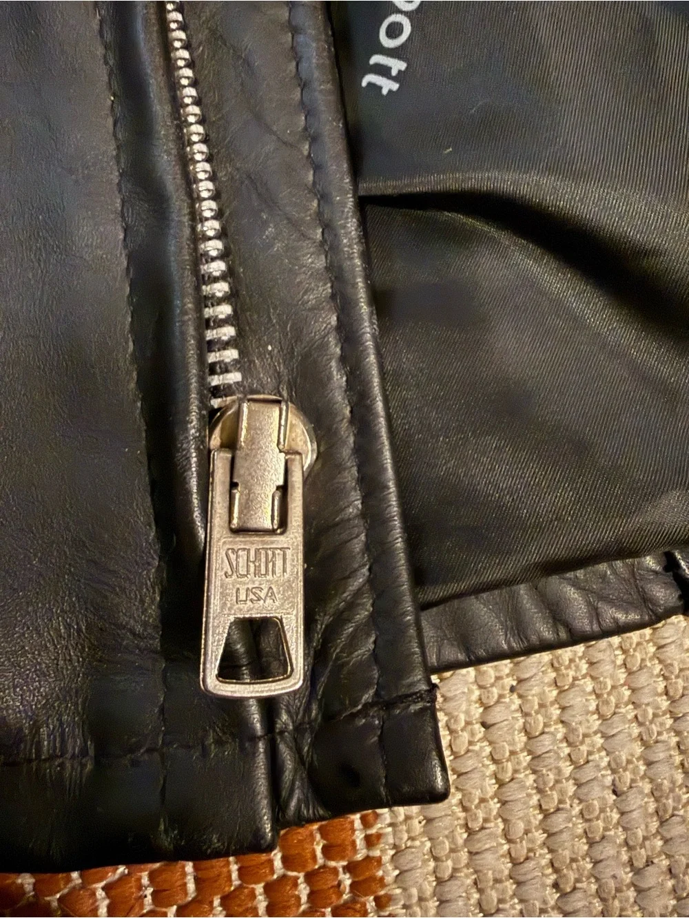 Men's Black Leather Bomber Jacket with Zip Pockets